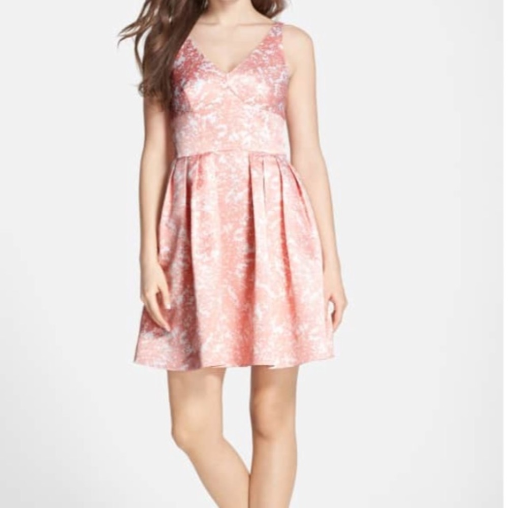 CeCe ‘Kinley’ Floral Print Satin Fit & Flare Dress